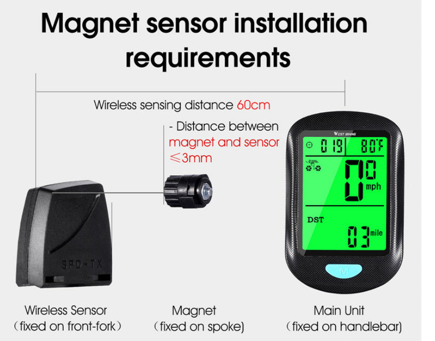 Bicycle Wireless Stopwatch Velometer Cycling Fixture